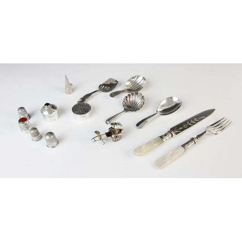 38 - A selection of silver and white metal tableware and accessories, to include a George IV Scottish sil... 