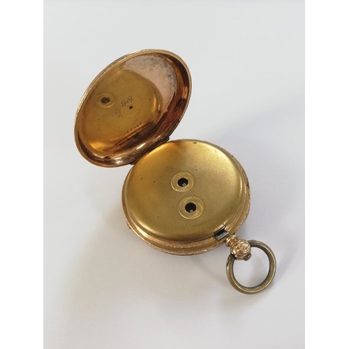 88 - An early 20th century continental 14ct gold open face pocket watch, the circular gold toned dial wit... 