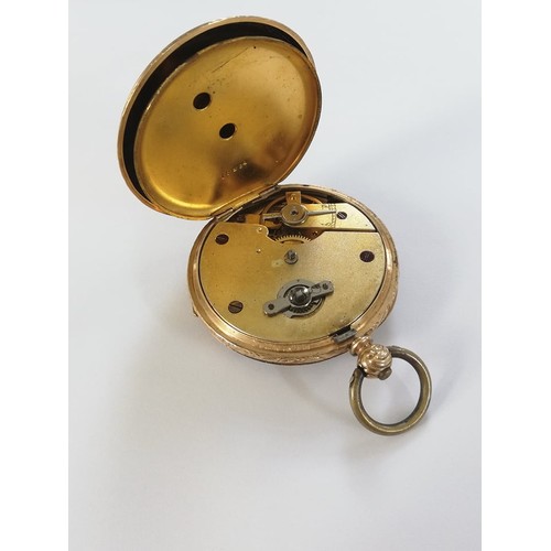 88 - An early 20th century continental 14ct gold open face pocket watch, the circular gold toned dial wit... 