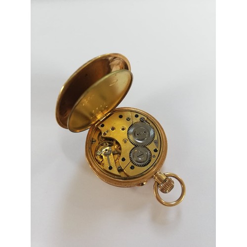 87 - An Edwardian continental 18ct gold fob watch, the circular dial with Roman numerals and subsidiary d... 