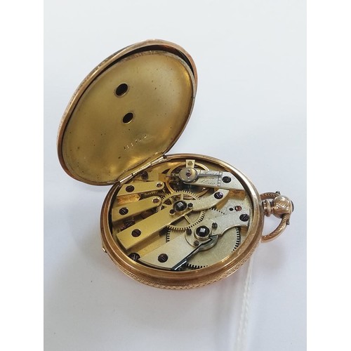 80 - An early 20th century continental half-hunter fob watch, the circular white enamel dial with Roman n... 