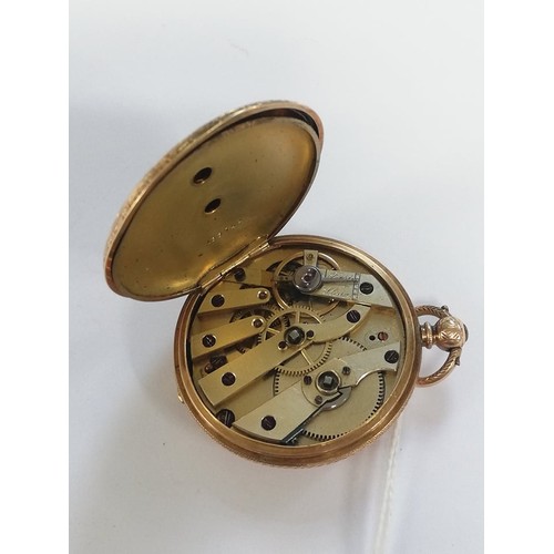 80 - An early 20th century continental half-hunter fob watch, the circular white enamel dial with Roman n... 