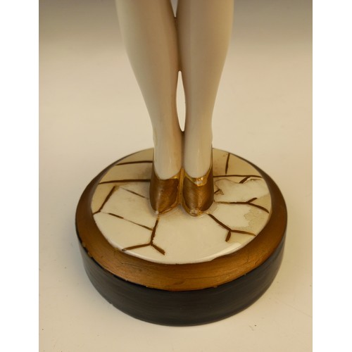 508 - Two Royal Dux Art Deco figures, one modelled as a flapper girl, incised 3044 and pink triangle mark ... 