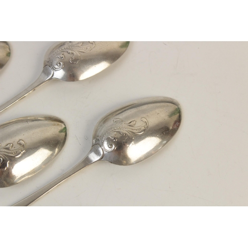11 - A set of six George III picture back spoons, possibly by George Smith (II), London 1788, each with s... 