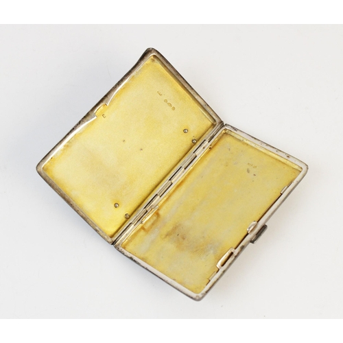 12 - An Art Deco silver cigarette case, import marks for Cohen & Charles, London 1928, of rectangular for... 