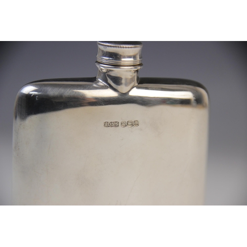 123 - A silver hip flask by James Dixon & Sons, Birmingham 1969, of rounded rectangular form with screw to... 