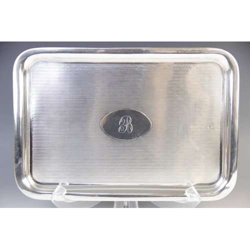 3 - A George V silver card tray, Colen Hewer Cheshire, Chester 1913, of rounded rectangular form with en... 