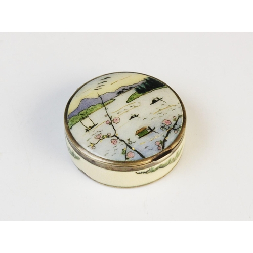 70 - An early 20th century Austrian silver and enamel pill box, of circular form decorated in polychrome ... 