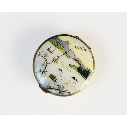 70 - An early 20th century Austrian silver and enamel pill box, of circular form decorated in polychrome ... 