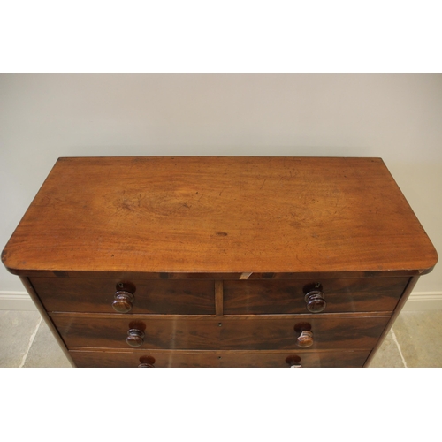 880 - A Victorian mahogany chest of drawers, the rectangular top with rounded front corners, above an arra... 