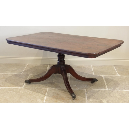 884 - An early 19th century mahogany pedestal breakfast table, in the manner of Gillows, the rectangular c... 