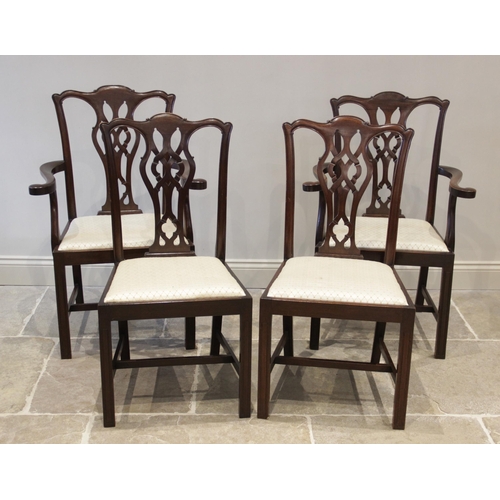 907 - A set of eight mahogany Chippendale style dining chairs, early 20th century, each chair with an inte... 