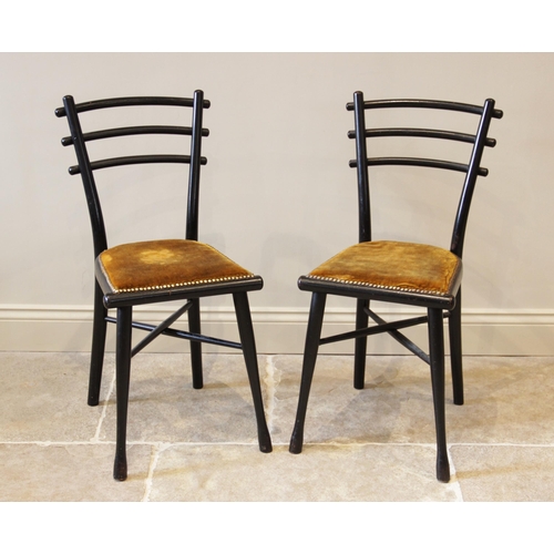 934 - A pair of early 20th century German ebonised Arts and Crafts chairs by Michael Thonet, each chair wi... 