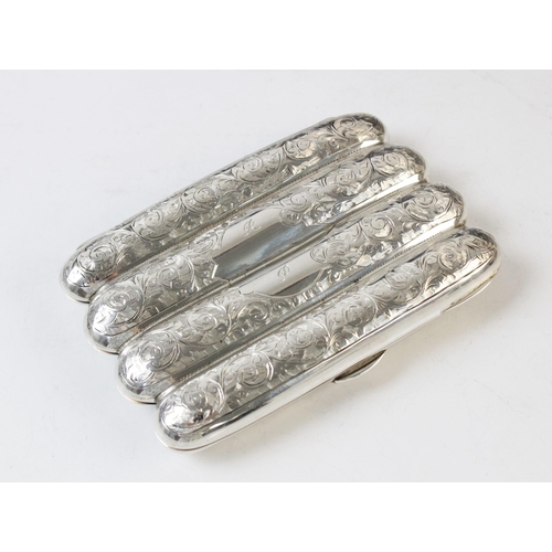 125 - An Edwardian four-division silver cigar case by Thomas Hayes, Birmingham 1901, of shaped rectangular... 