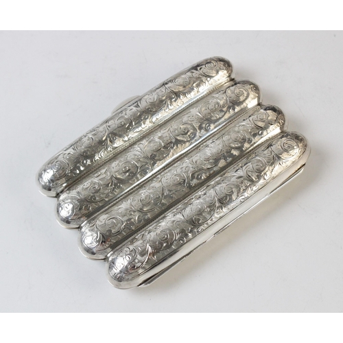 125 - An Edwardian four-division silver cigar case by Thomas Hayes, Birmingham 1901, of shaped rectangular... 