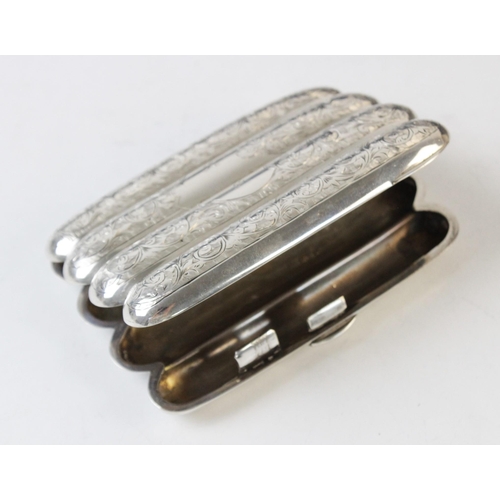 125 - An Edwardian four-division silver cigar case by Thomas Hayes, Birmingham 1901, of shaped rectangular... 