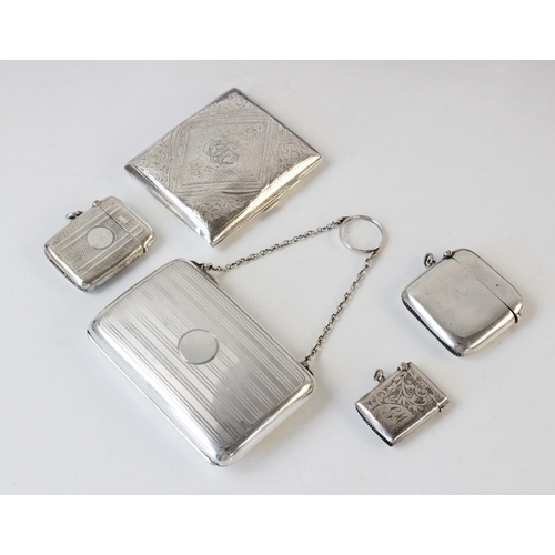30 - A George V silver purse William Neale, Birmingham 1919, 10.4cm x 6.7cm, together with an Edwardian s... 