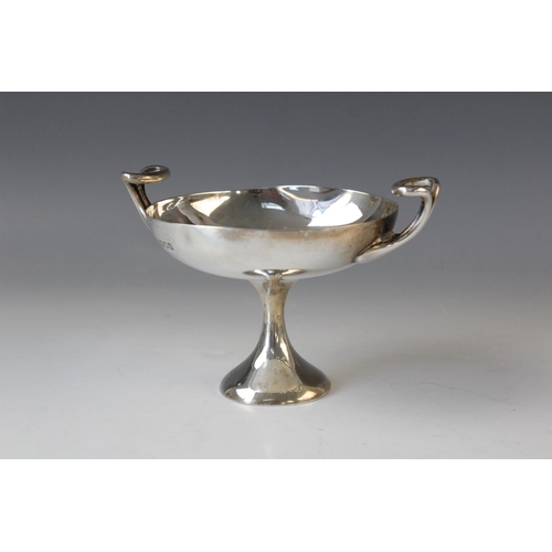 63 - A late Edwardian silver twin-handled tazza by Stewart Dawson & Co Ltd, London 1910, the circular for... 