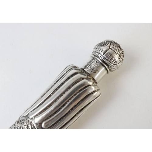 78 - A Victorian silver hunting flask by Rosenthal, Jacob & Co, London 1890, of conical form with reeded ... 