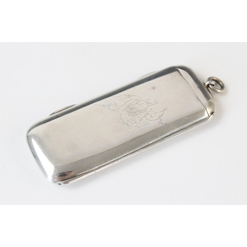 81 - An Edwardian silver sovereign holder by Sampson Mordan, Chester 1907, of rounded rectangular form wi... 