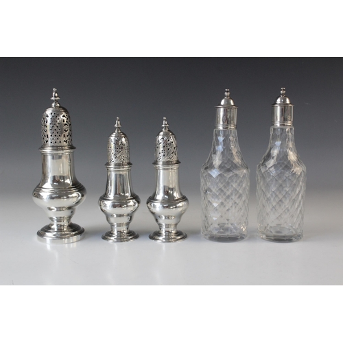 94 - A George III silver cruet stand by Thomas & Jabez Daniell, London 1772, cinquefoil form with central... 