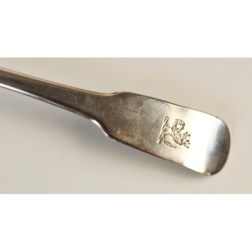 2 - A mid-20th century Danish 830S silver soup spoon, oval bowl with tapered handle and stepped terminal... 