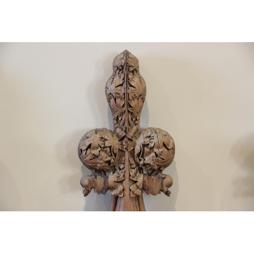 900 - Four English Gothic revival oak pew ends, 19th century, each of ogee gothic arch form with tri-form ... 