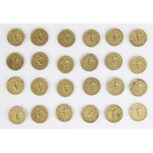 151 - A series of early 19th Century 'British Victories' tokens, contained within a tubular brass box, ins... 