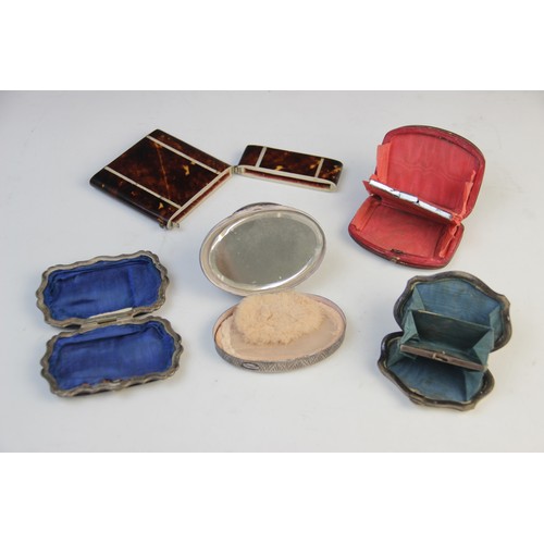 108 - A selection of 19th century and later purses, vestas, compacts and card cases, to include a tortoise... 