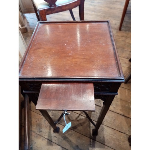 930 - A Chinese Chippendale revival mahogany lamp table, early 20th century, the square top with a beaded ... 