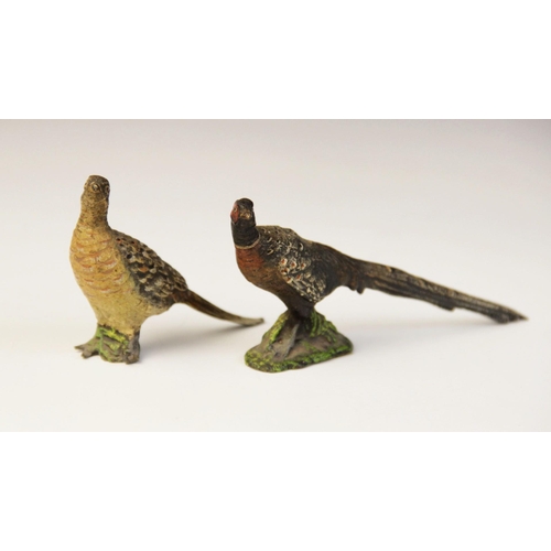 101 - Two Austrian cold painted bronze figures, 19th century, one modelled as a cock pheasant, the other a... 