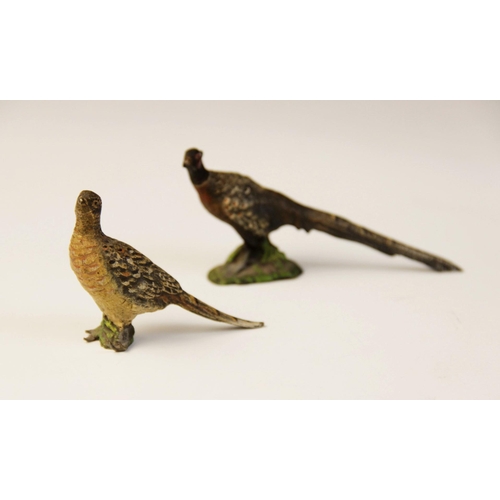 101 - Two Austrian cold painted bronze figures, 19th century, one modelled as a cock pheasant, the other a... 