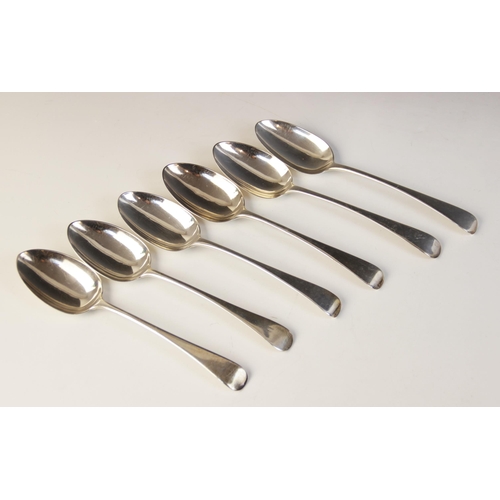 25 - A set of six George III Old English pattern silver tablespoons, William Eley & William Fearn, London... 