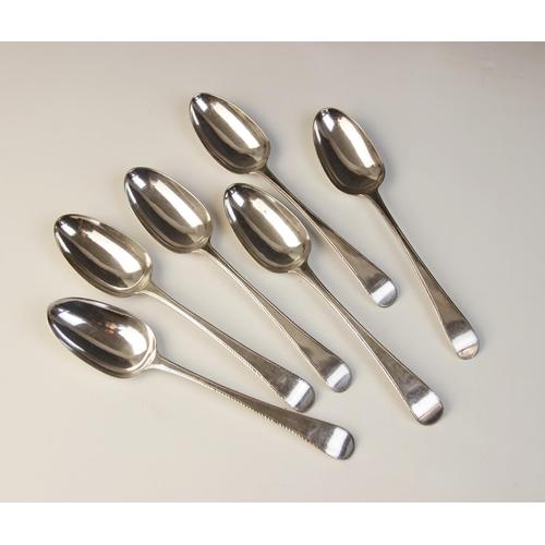 39 - A set of six George III Old English pattern silver tablespoons, William Sumner & Richard Crossley, L... 