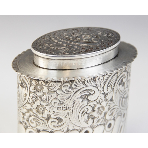 51 - A George V silver tea caddy, William Hutton & Sons, Sheffield 1918, of oval form with waved borders,... 
