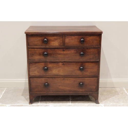 582 - A George III mahogany chest of drawers, the rectangular top with a reeded edge over an arrangement o... 