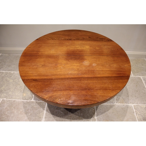 622 - A William IV rosewood breakfast table, the circular tilt top raised on a triform pedestal applied wi... 