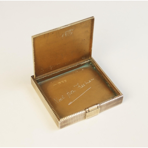 66 - An Art Deco silver compact/cigarette case, retailed by Asprey, marks for ‘FOS’ London 1937, of recta... 