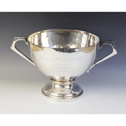 67 - A large George V twin-handled silver trophy cup by Walker & Hall, Sheffield 1913, of circular form o... 