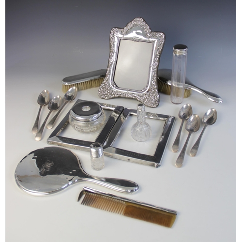 42 - A selection of silver mounted and silver coloured tableware and accessories, to include; an Edwardia... 
