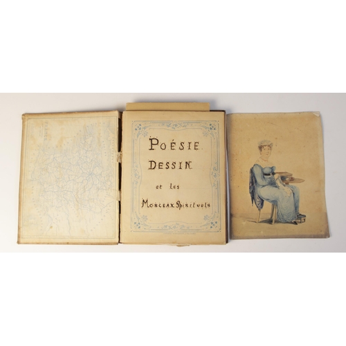 109 - A common place book or sketchbook, late 19th/early 20th century, containing sketches, cartoons, note... 