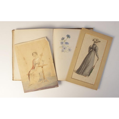 109 - A common place book or sketchbook, late 19th/early 20th century, containing sketches, cartoons, note... 