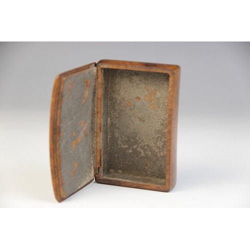 93 - An unusual 19th century specimen wood snuff box, inscribed with the sheet music for Auld Lang syne v... 