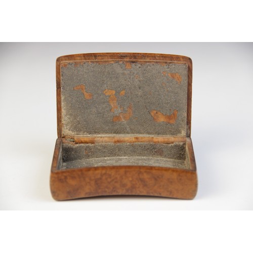 93 - An unusual 19th century specimen wood snuff box, inscribed with the sheet music for Auld Lang syne v... 