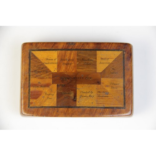 93 - An unusual 19th century specimen wood snuff box, inscribed with the sheet music for Auld Lang syne v... 