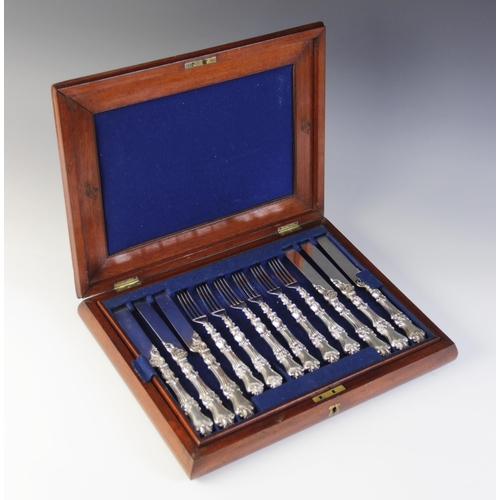 103 - A Victorian canteen of silver handled dessert cutlery, possibly William Beatson & Sons, Sheffield (d... 