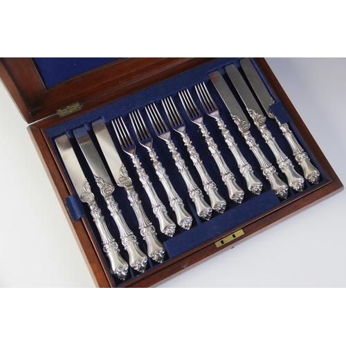 103 - A Victorian canteen of silver handled dessert cutlery, possibly William Beatson & Sons, Sheffield (d... 