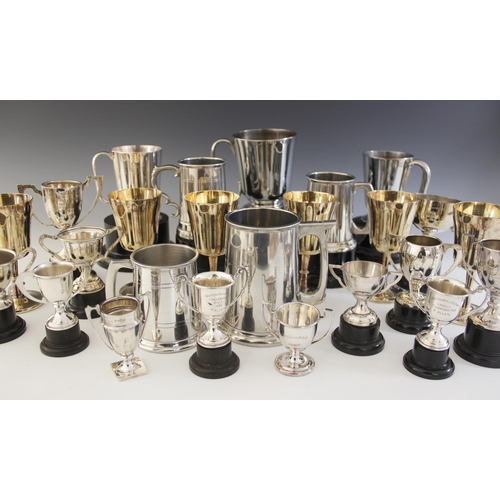 110 - A selection of silver, silver plated and silver coloured trophies, goblets and tankards, to include ... 