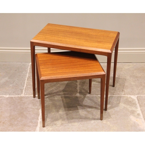 1178 - A nest of two teak tables, made in Denmark by Johannes Andersen for Silkeborg, circa 1960, each of r... 