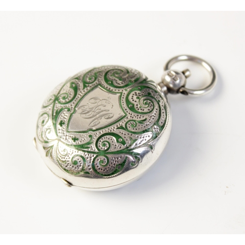 12 - An Edwardian silver and enamel sovereign case by Alfred Wigley, Birmingham 1901, the round case meas... 